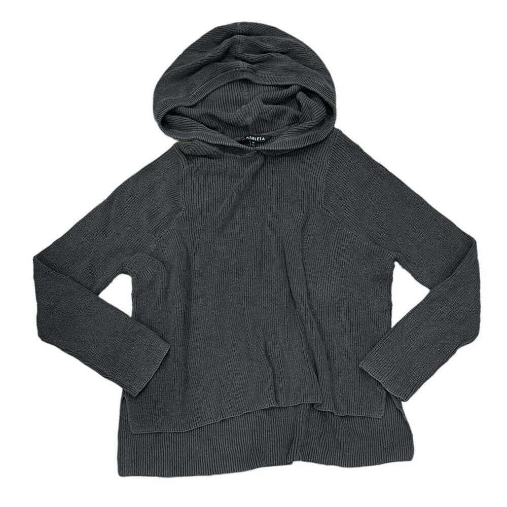 Athleta Dark Gray Ribbed Rest Day Hoodie Sweater M